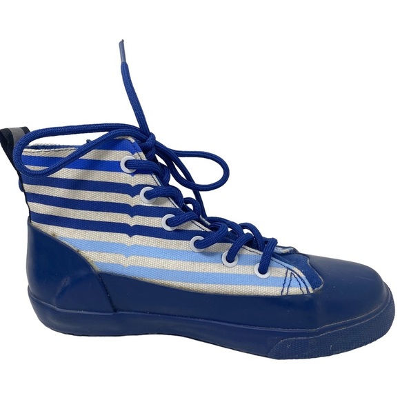 HUNTER‎ X TARGET Sz 3 Boys Kids Blue Striped Dipped Canvas High Top Sneakers - Picture 9 of 11